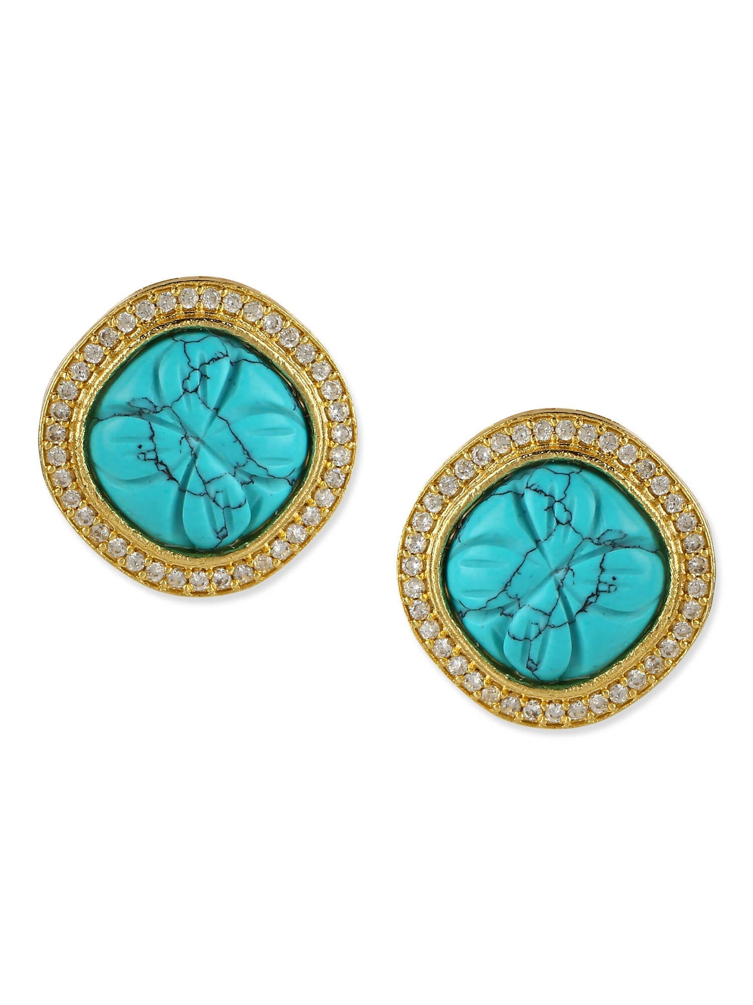 Blue Gold-Polished Handcrafted Studs Earrings - Ruby Raang