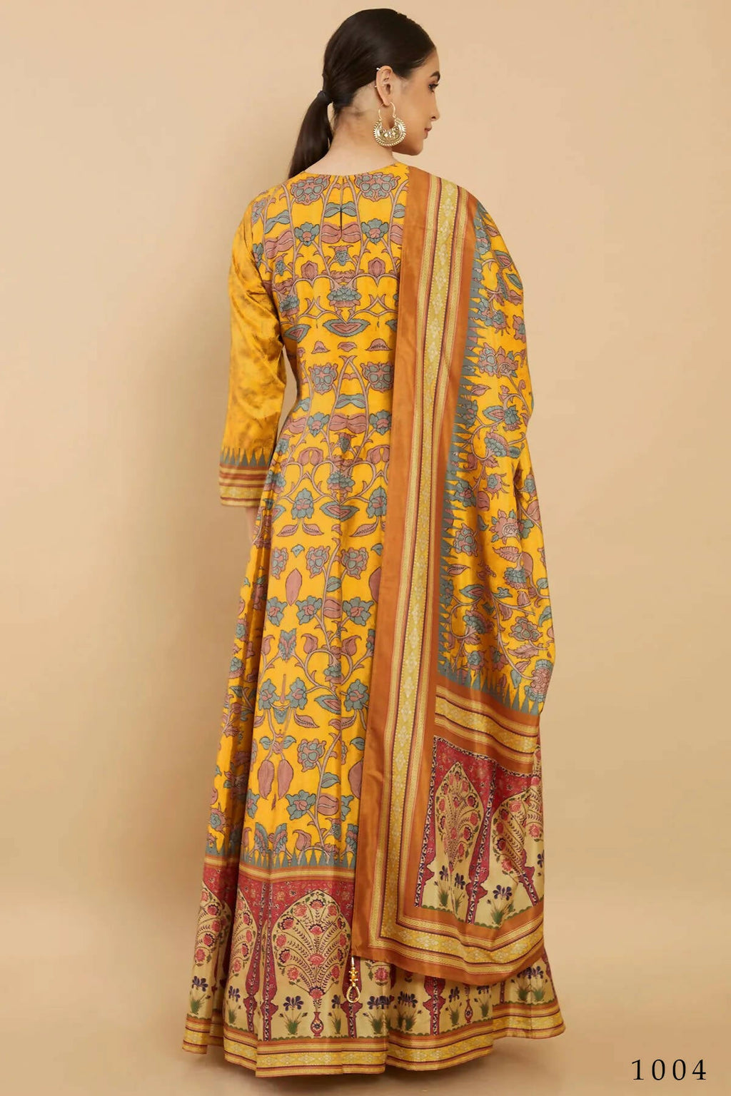 Women's Partywear Designer Yellow Soft Dola Silk Anarkali suit with Dupatta - Kalishta