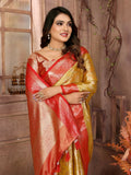Anaita Golden Tissue Silk With Zari Weaving Saree With Blouse
