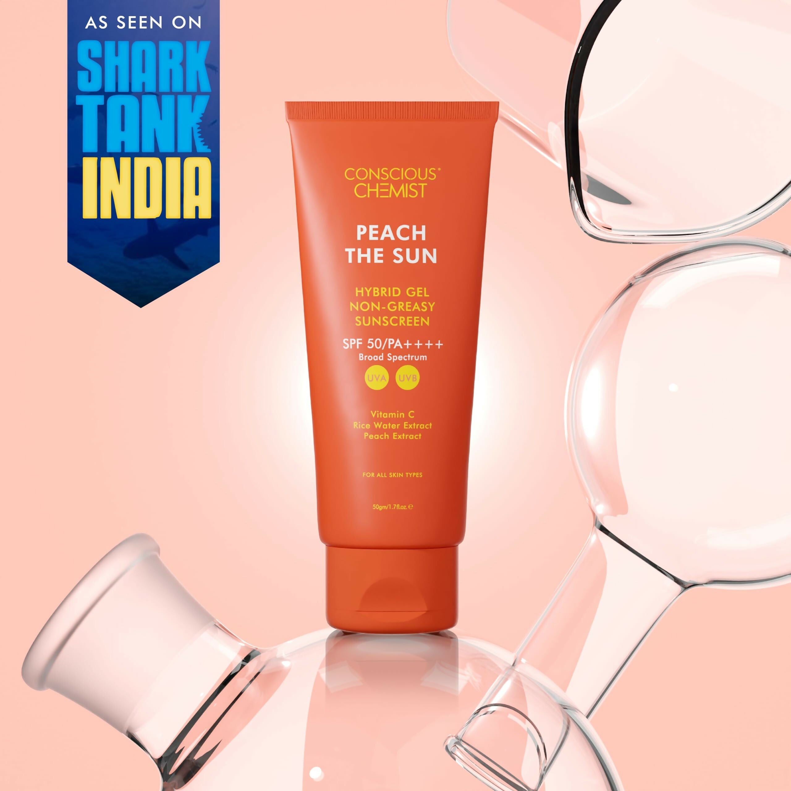 Conscious Chemist Peach The Sun Hybrid Gel Sunscreen SPF 50 PA ++++