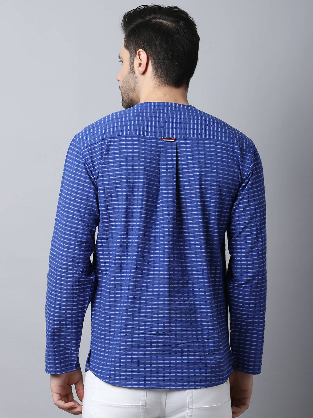 Even Apparels Blue Pure Cotton Round Neck Slit Men's Kurta