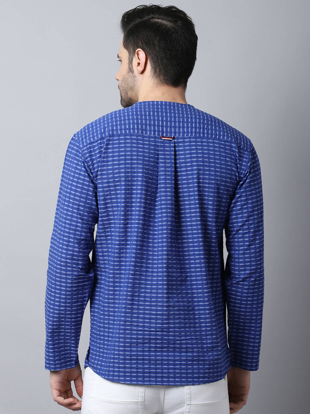 Even Apparels Blue Pure Cotton Round Neck Slit Men's Kurta