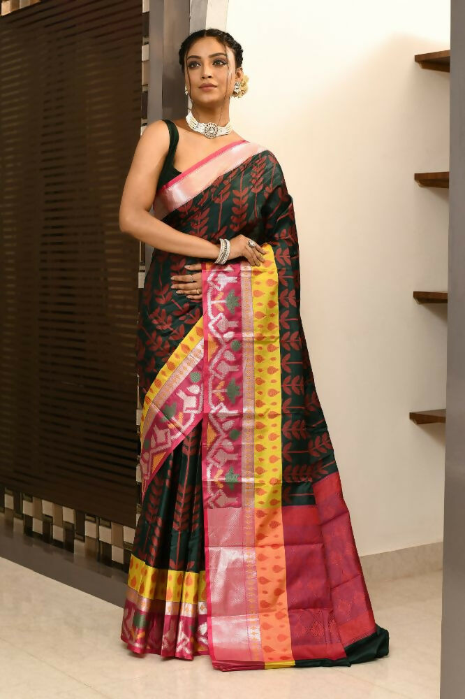 Joban Fashion Multicolor Saree Kataan Ikkat
