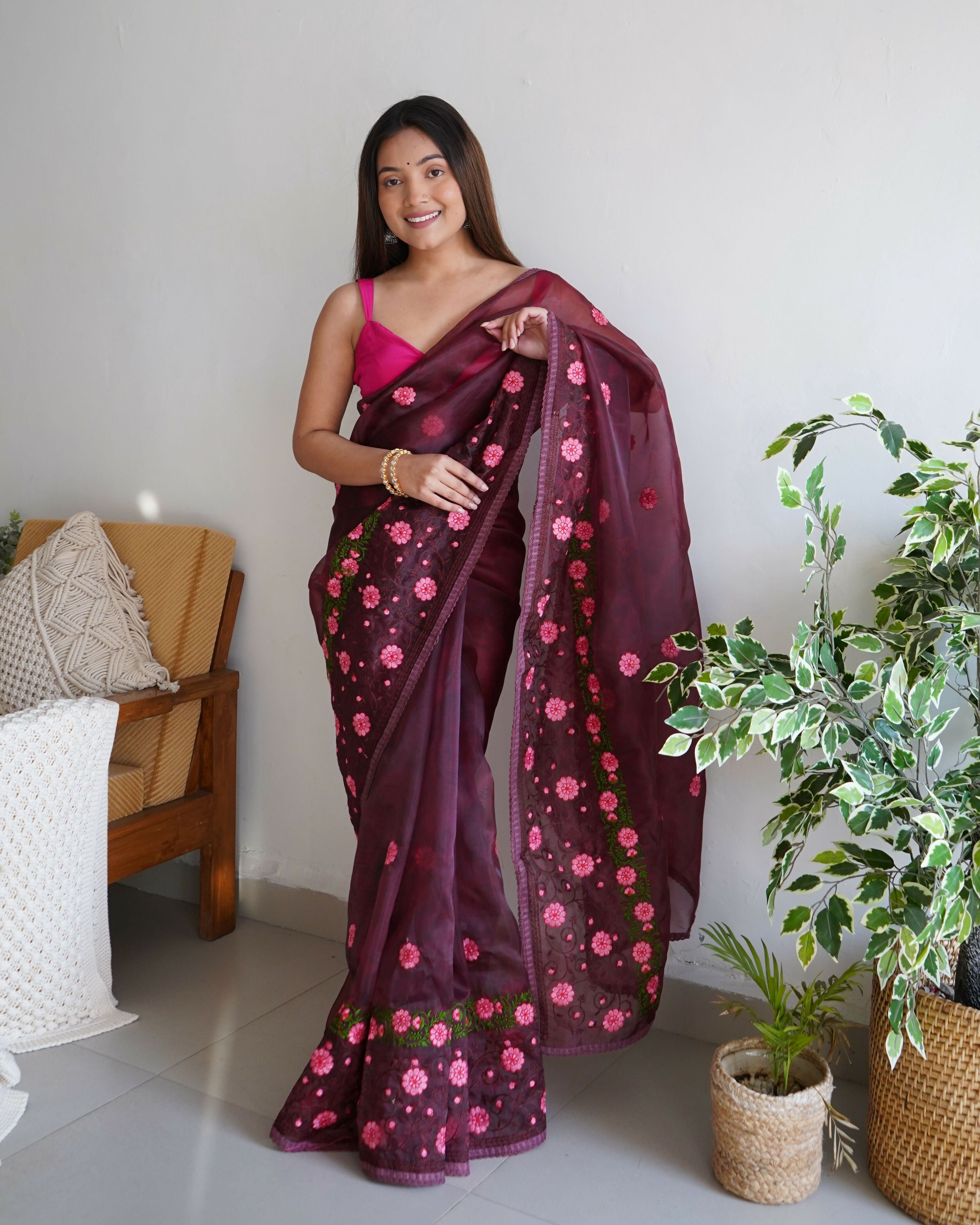 Vamsee Annie Chocolate Georgette Saree