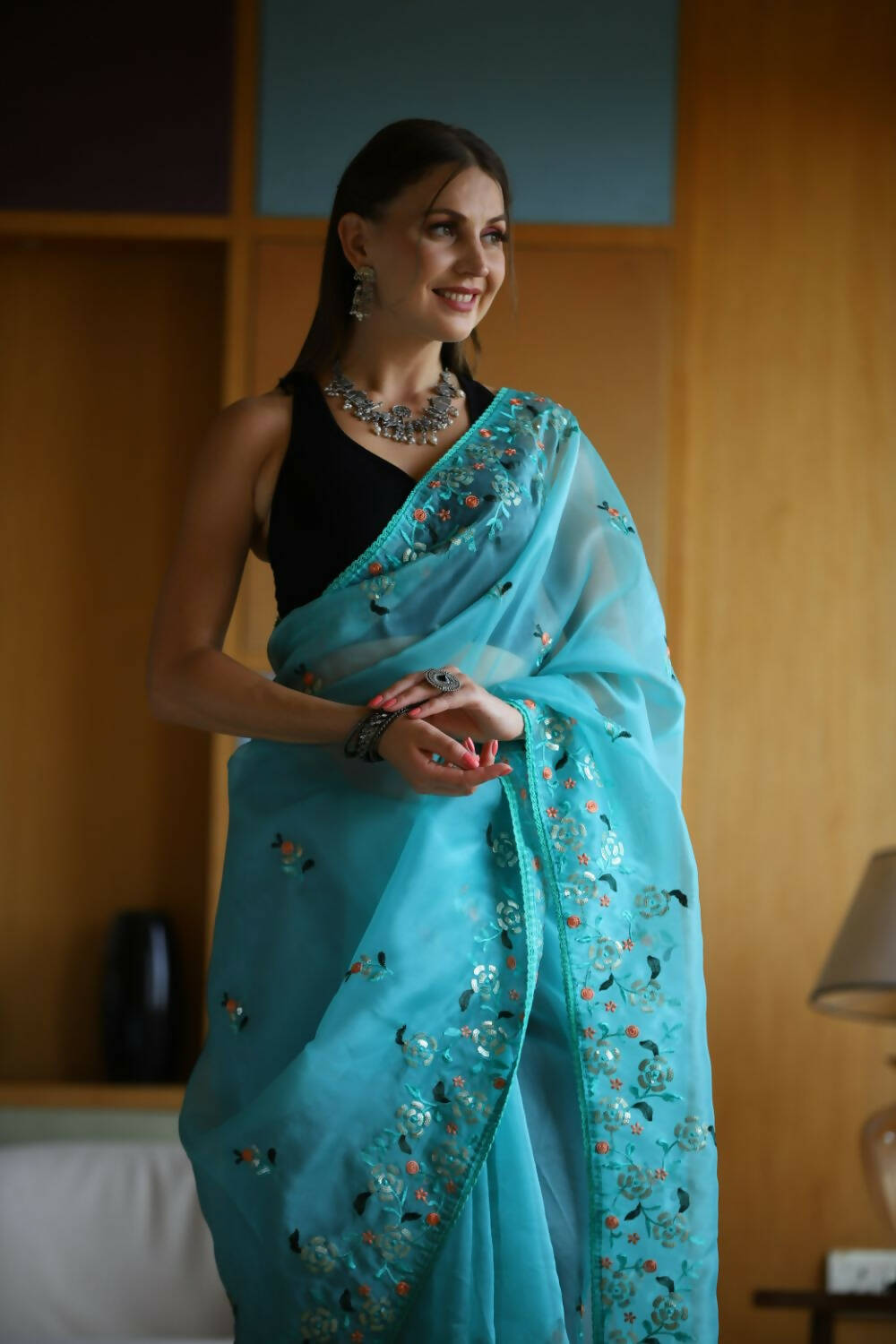Vamsee Sky Organza Saree