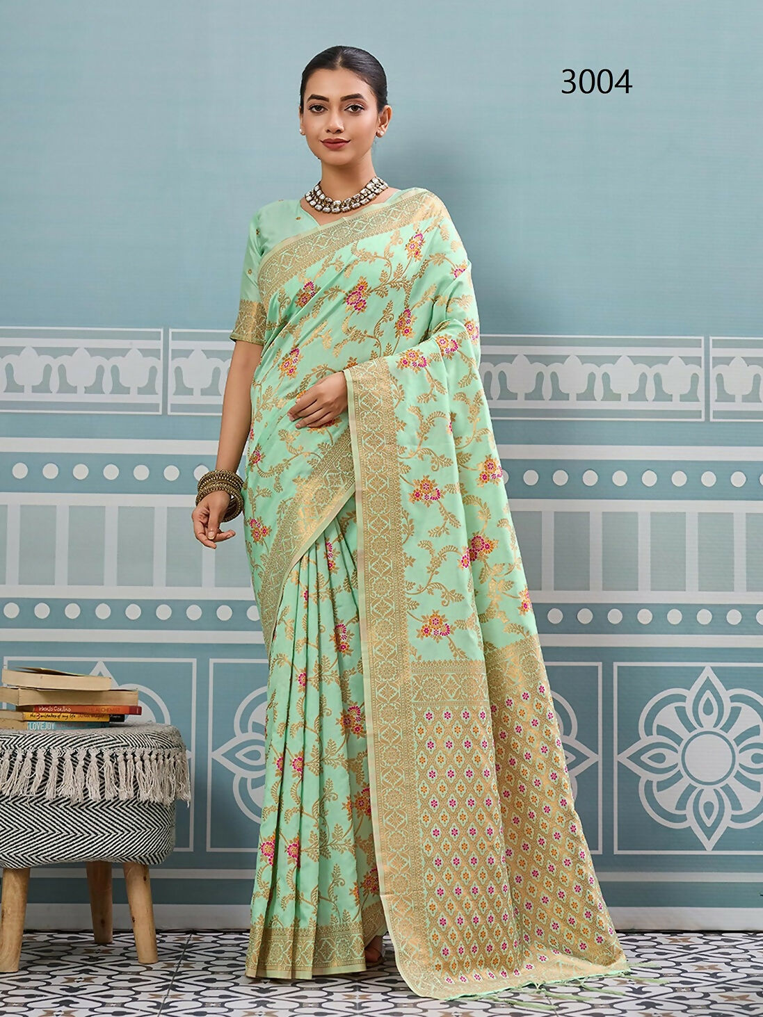 Shree Shyam Fashion Pista Silk Saree