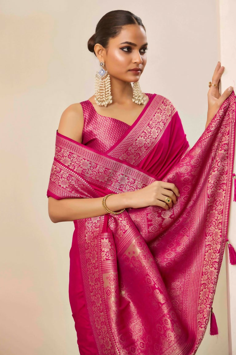 Pink Dolla Silk Wevon Galla Designer Saree - Zeel