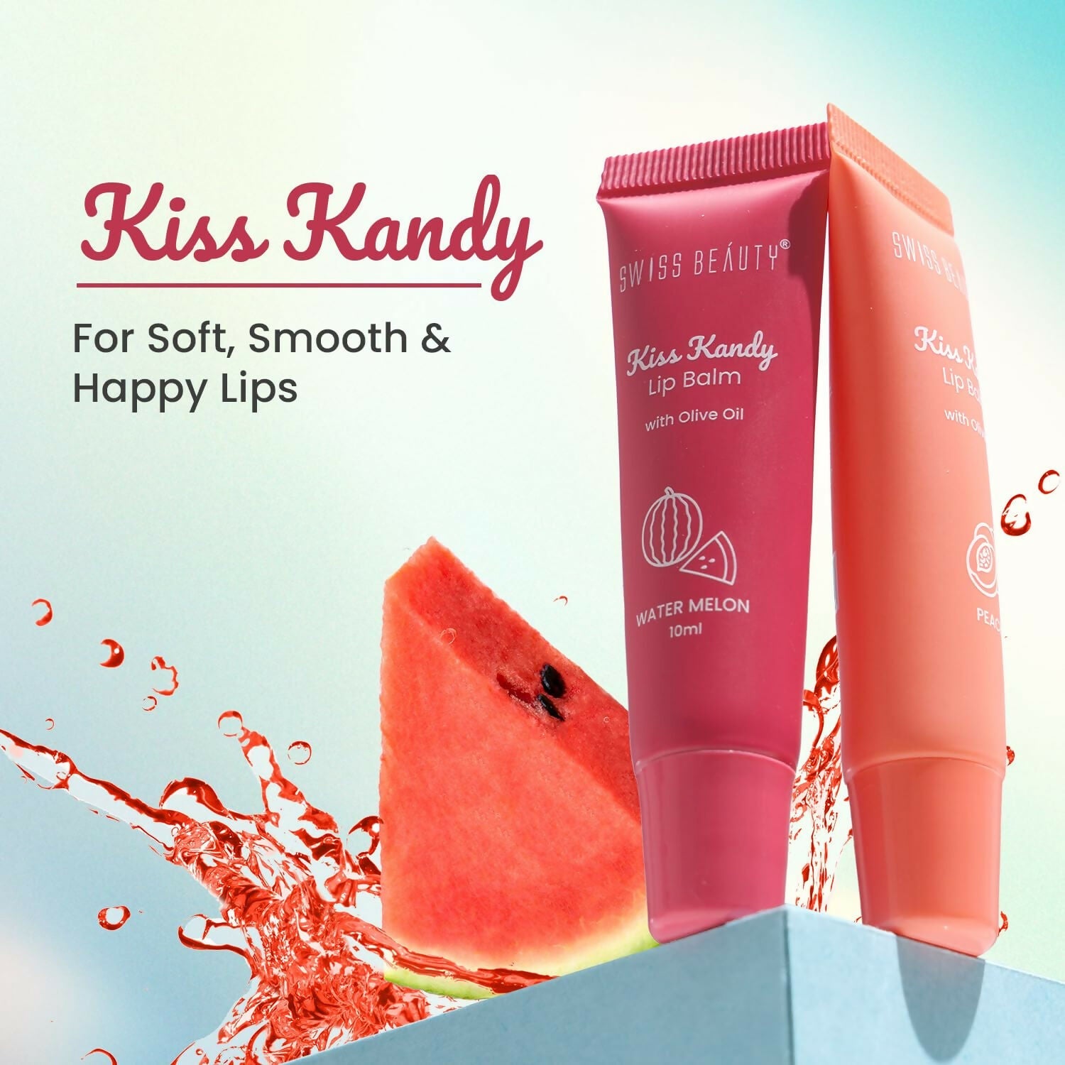 Swiss Beauty Kiss Kandy Lip Balm with Olive Oil - Peach