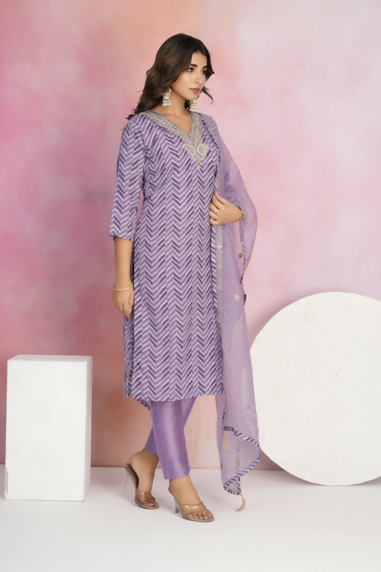 Ethnic Festive Wear Viscose Chanderi Purple Stitched Suit With Dupatta - Tanisha