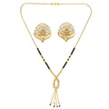 AanyaCentric Gold-Polished Short Mangalsutra Set with Earrings