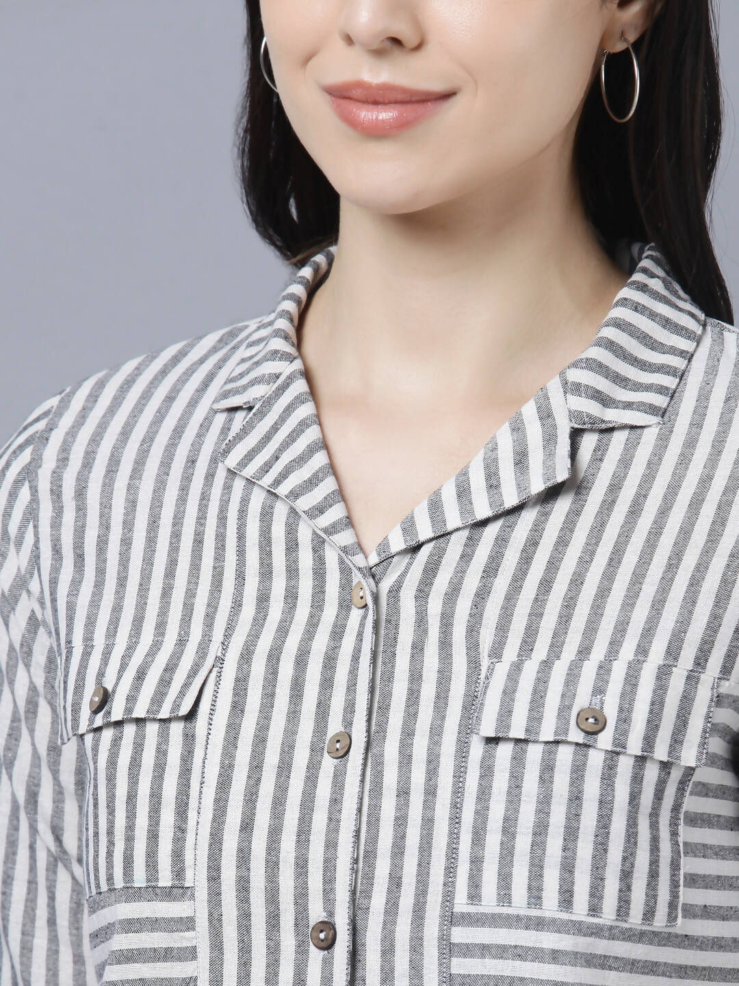Myshka Stylish Grey 3/4 Sleeve Women's Cords Set