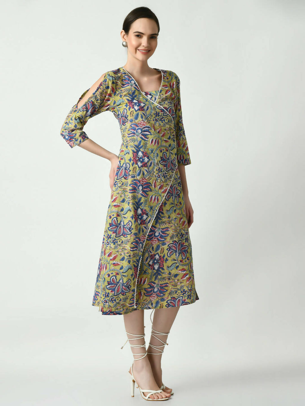 Myshka Women's Multi Floral Printed A-Line Dress