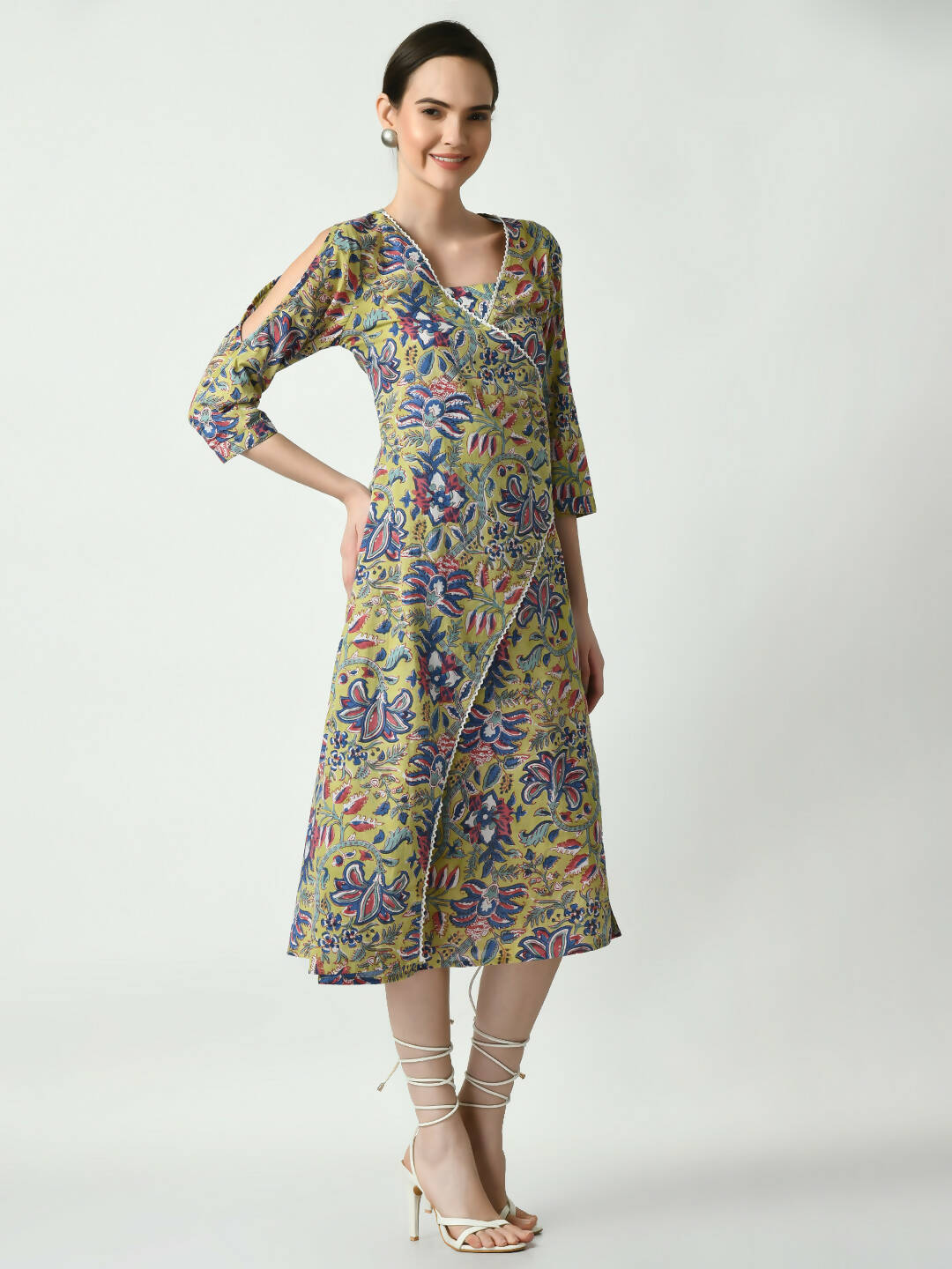 Myshka Women's Multi Floral Printed A-Line Dress