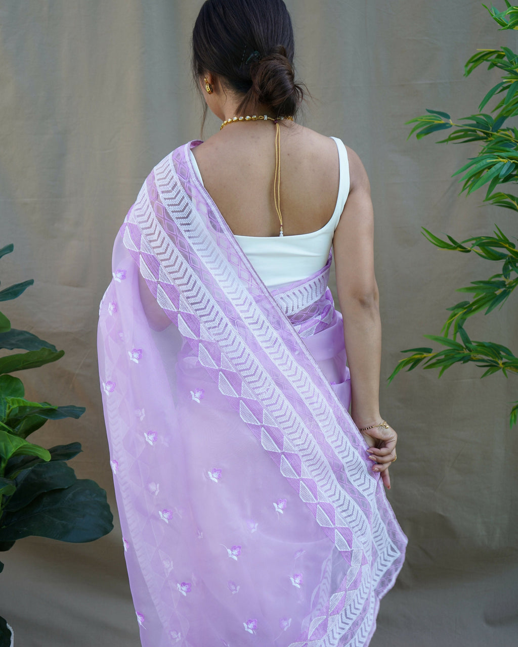 Vamsee Kamal Purple Organza Saree