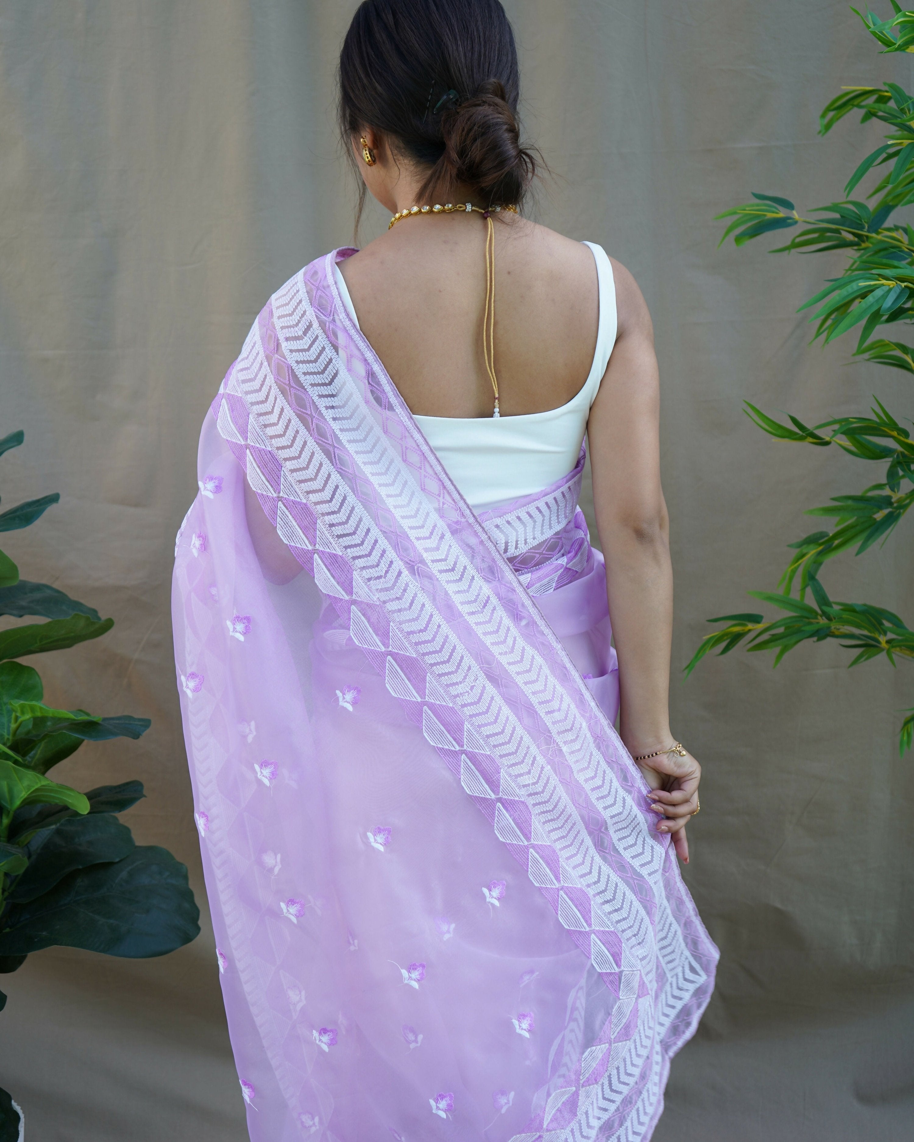 Vamsee Kamal Purple Organza Saree