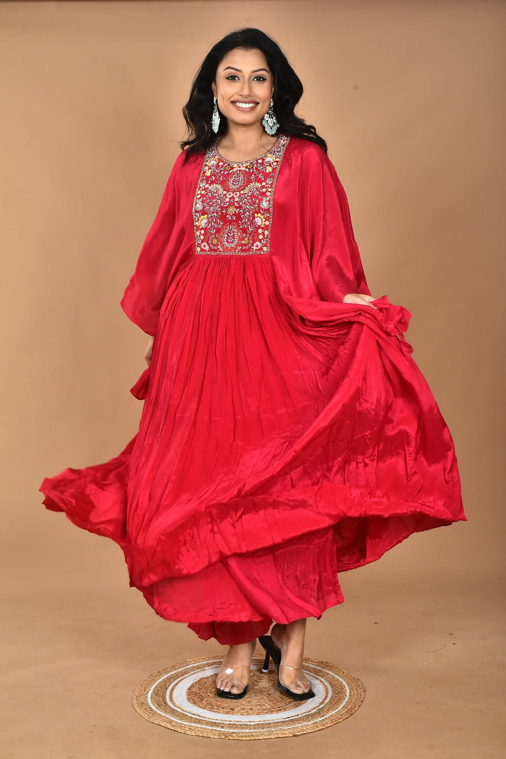 Morchari Kaftan Zari Embroidery Work Gown-Rani
