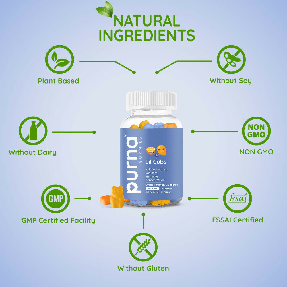 Purna Gummies Kids Multivitamin Gummies for Growth, Immunity and Health