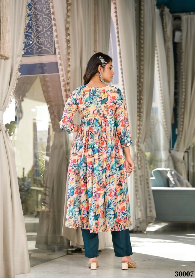 Designer Stylish Multi Slim Georgette Stitched Suit With Dupatta - Kiyara