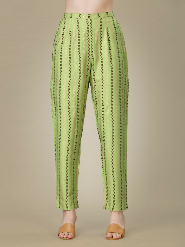 Jyoti Fashion Women's Light Green Rayon Embroidered Kurta Pant Set