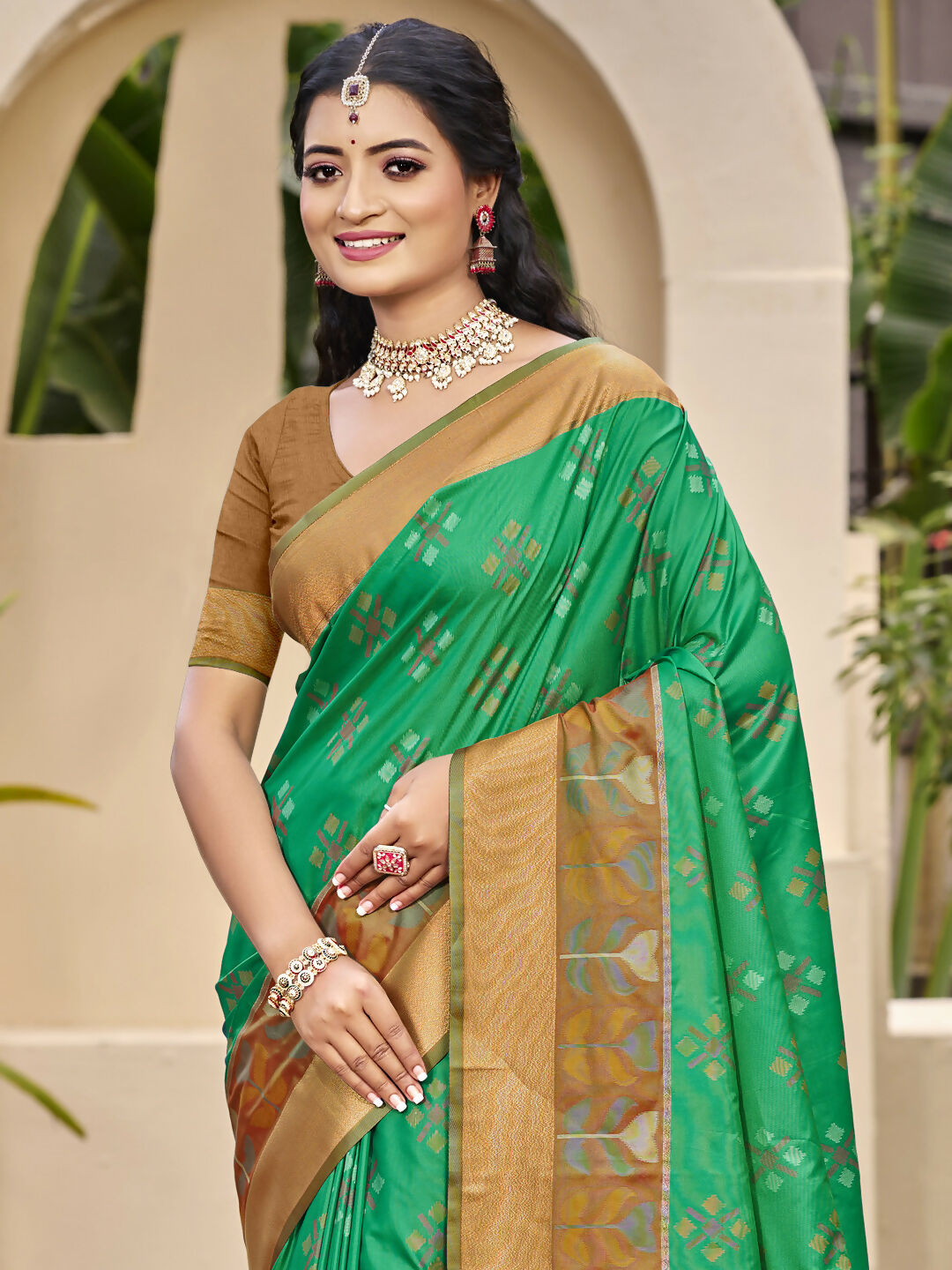 Shree Shyam Fashion Pochampalli Silk Brown Saree