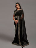 PR Fashion Black Zometo Embroidery Lace Saree