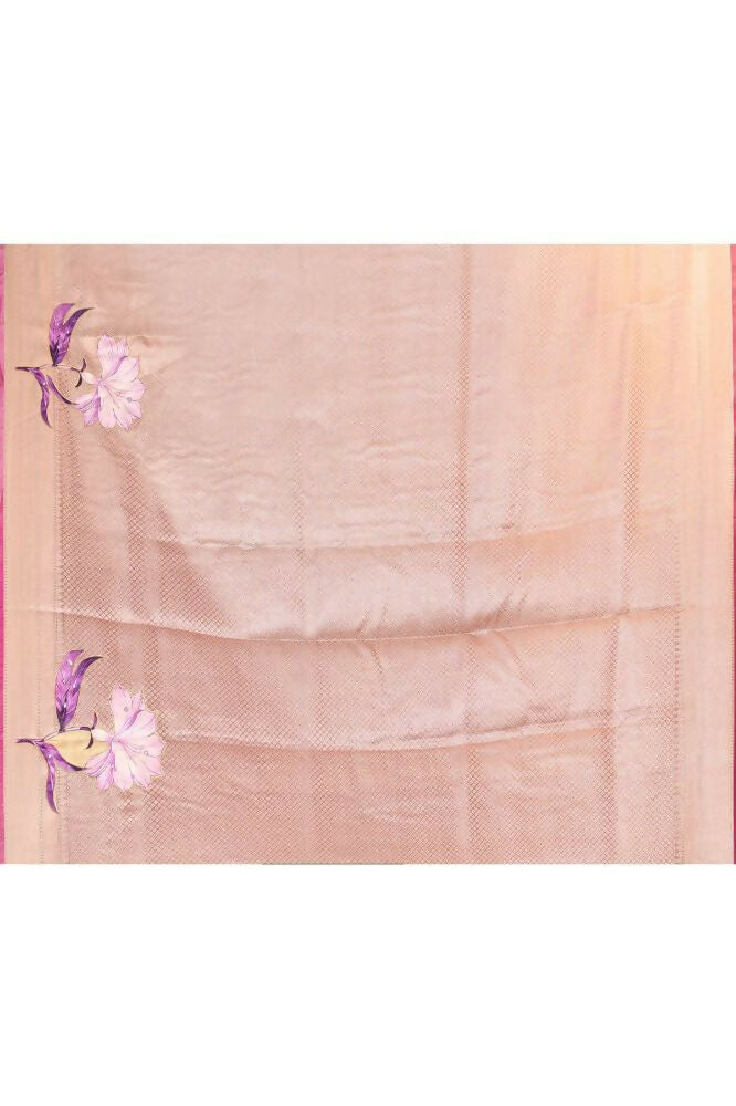Joban Fashion Purple Saree Tissue Applick With Mirror