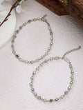 NVR Women's Set of 2 Silver-Plated Star Design Anklets
