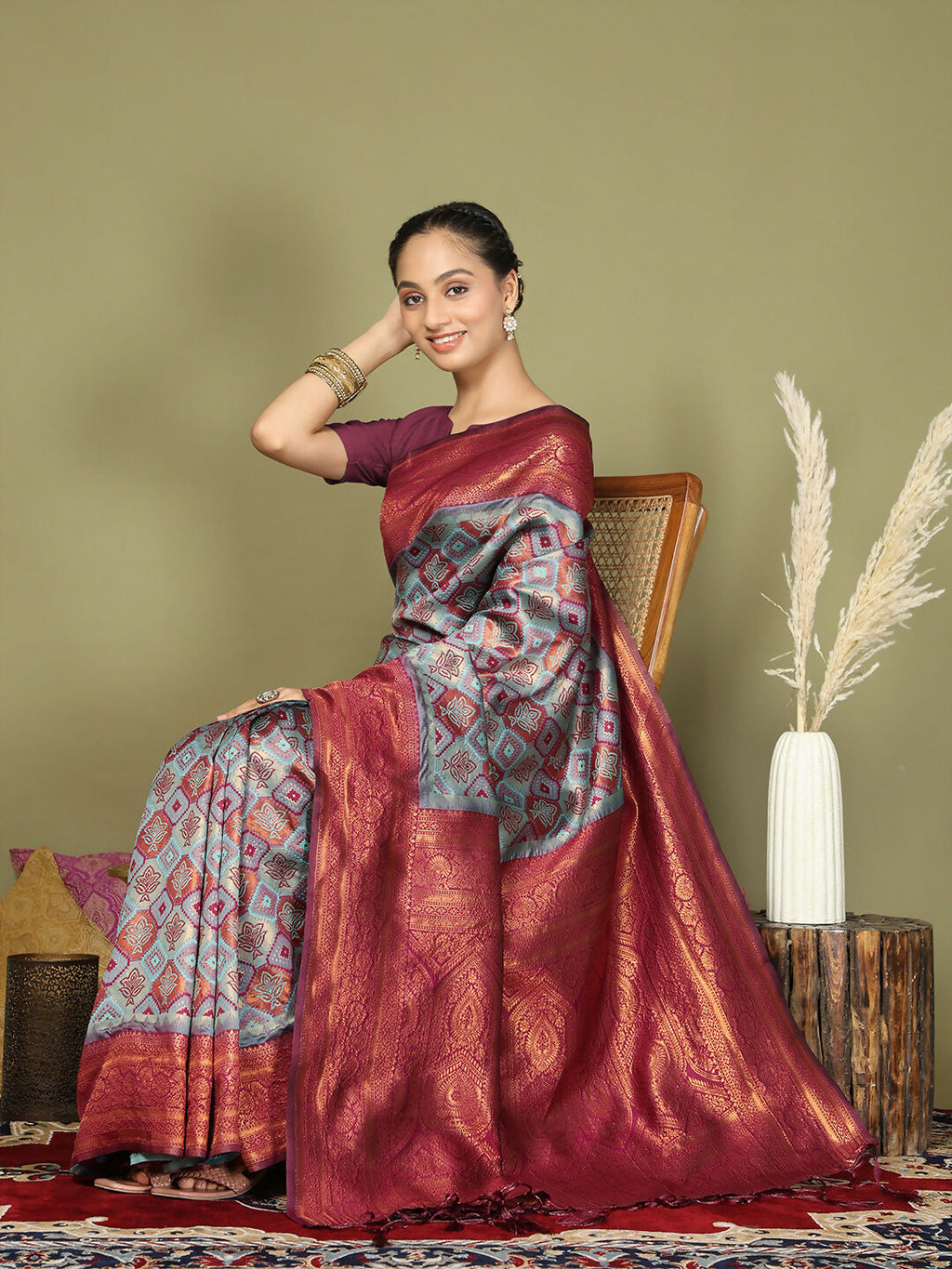 Shree Shyam Fashion Lichi Silk Teal Saree