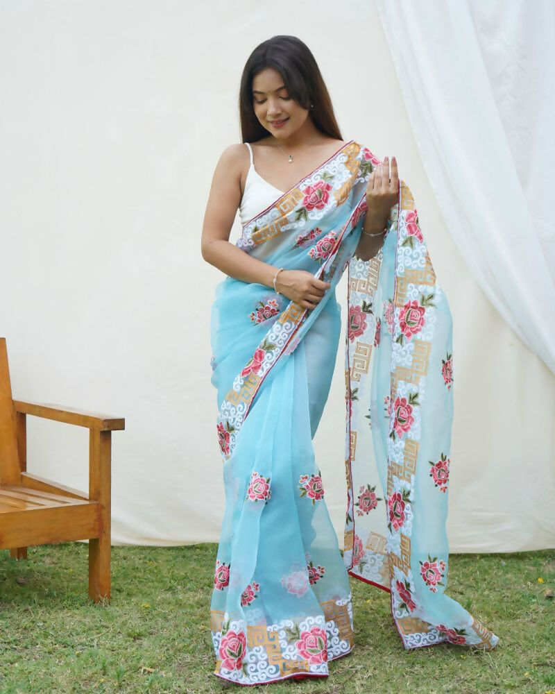 Vamsee Nagma Sky Organza Saree