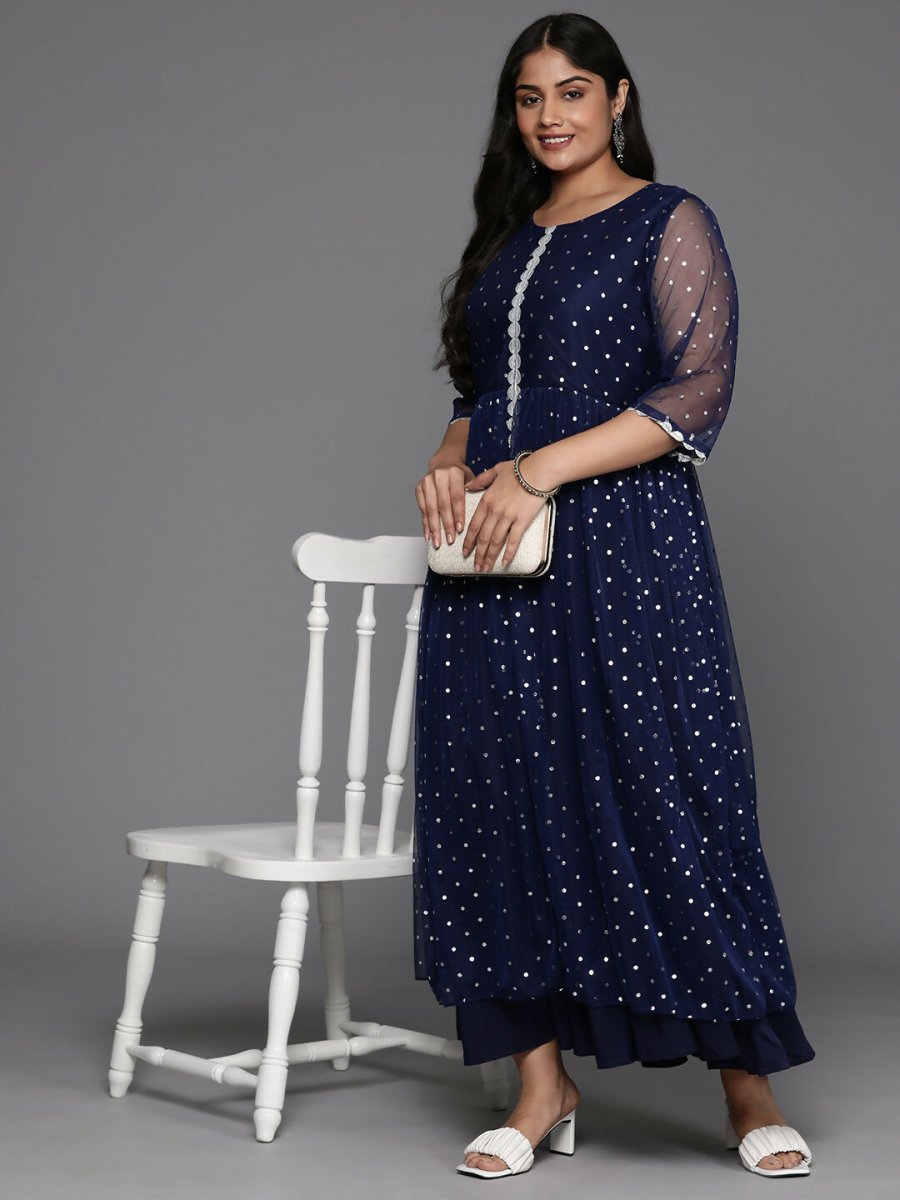 Ahalyaa Women's Traditional wear Ethnic Dress - Navy Blue