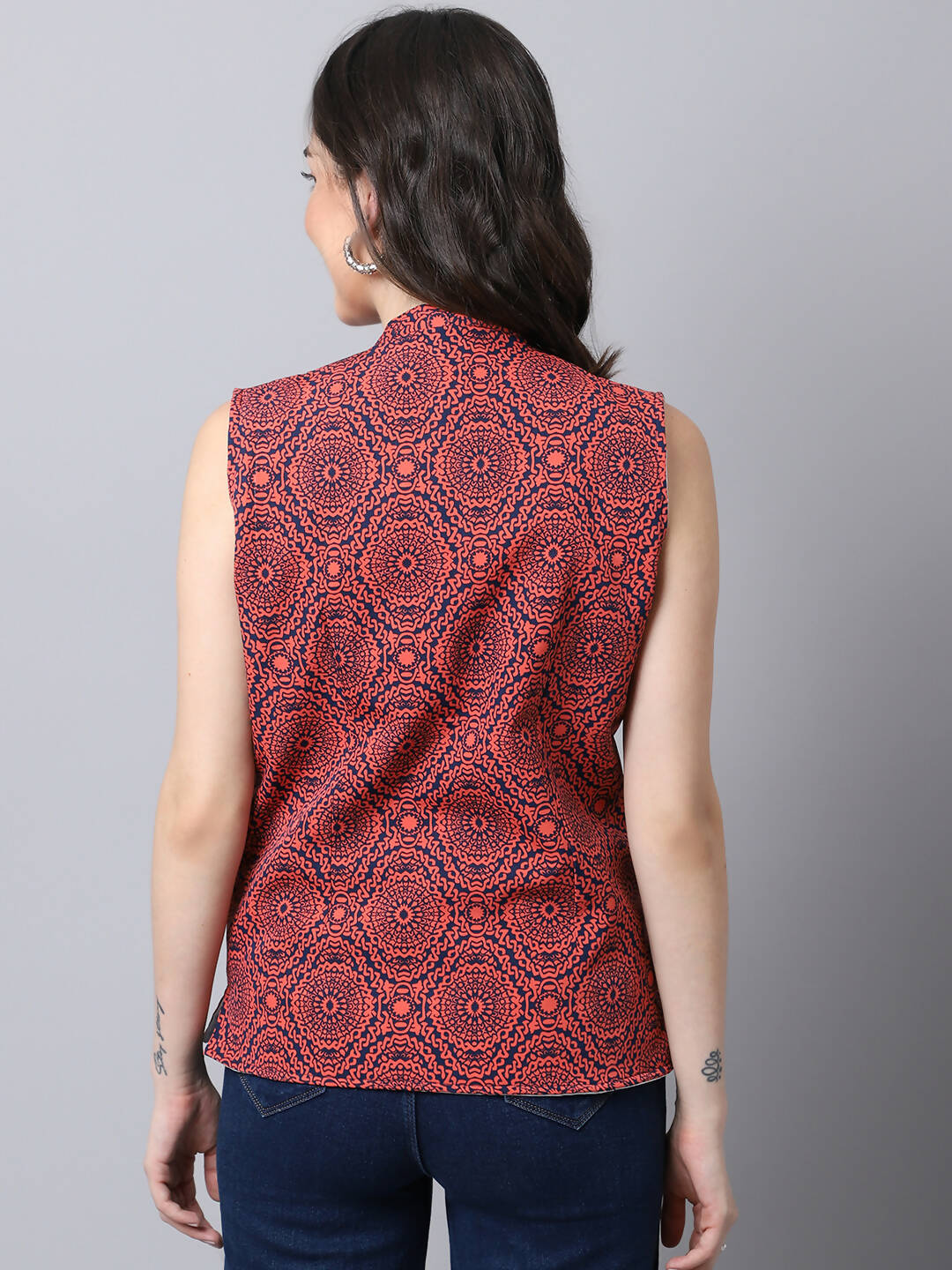 Even Apparels Navy 100% Viscose Rayon Open Front Gillet