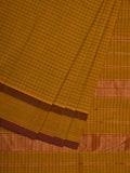Olive Narayanpet Cotton Handloom Saree with Checks Design - Global Threads