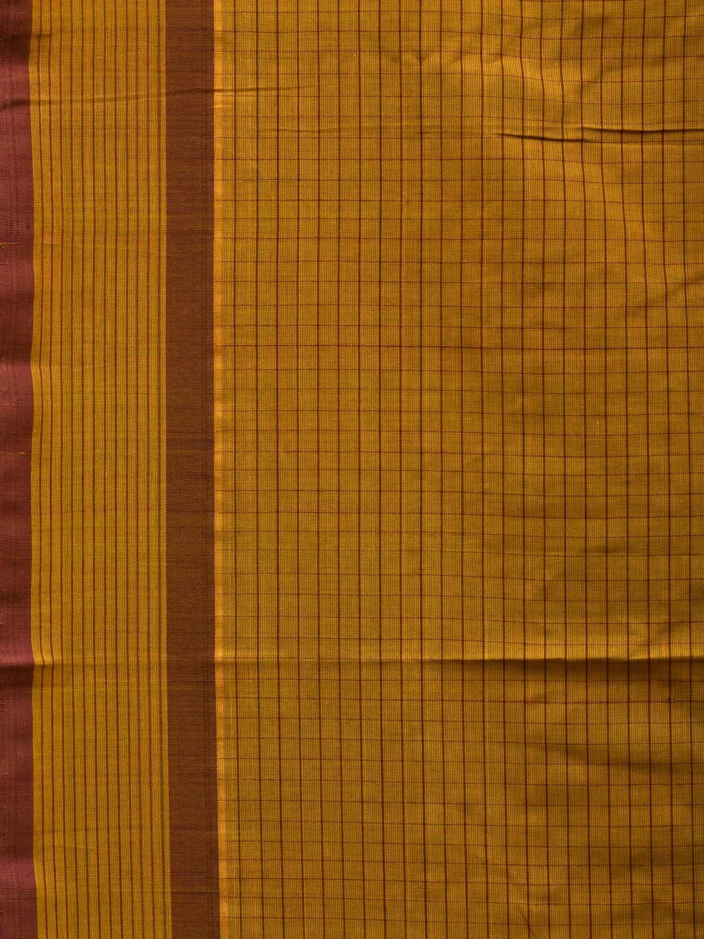 Olive Narayanpet Cotton Handloom Saree with Checks Design - Global Threads