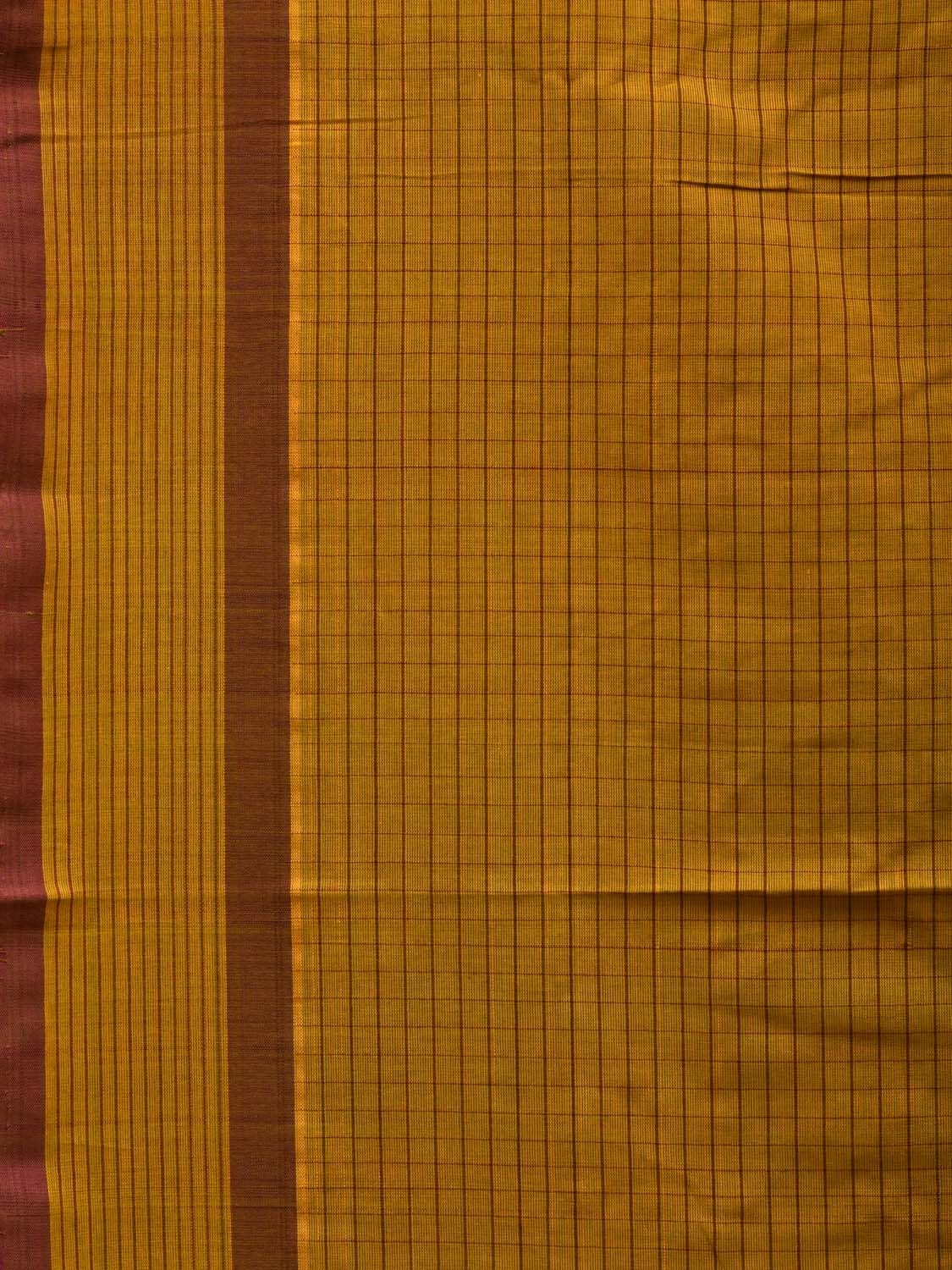 Olive Narayanpet Cotton Handloom Saree with Checks Design - Global Threads