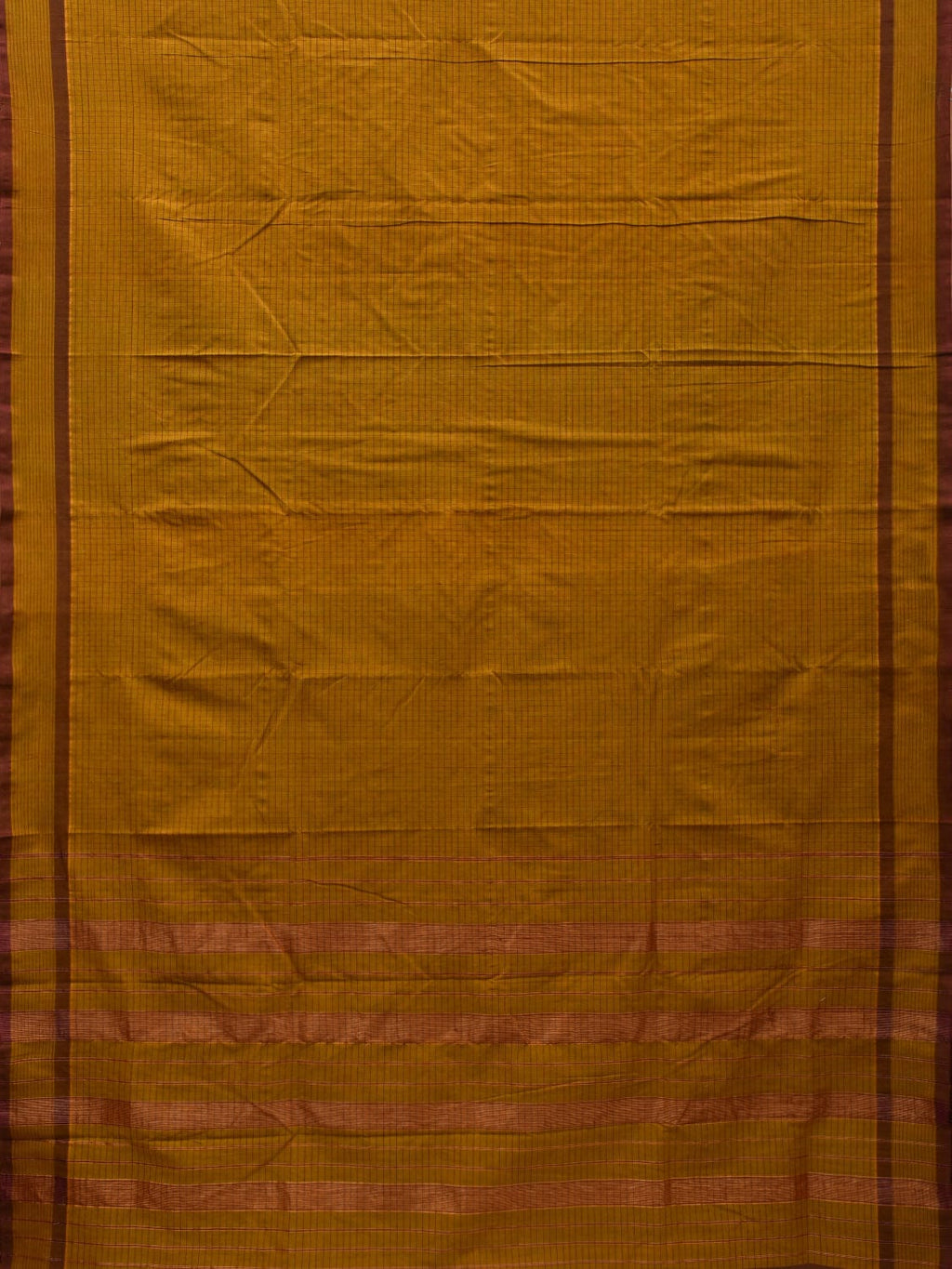 Olive Narayanpet Cotton Handloom Saree with Checks Design - Global Threads