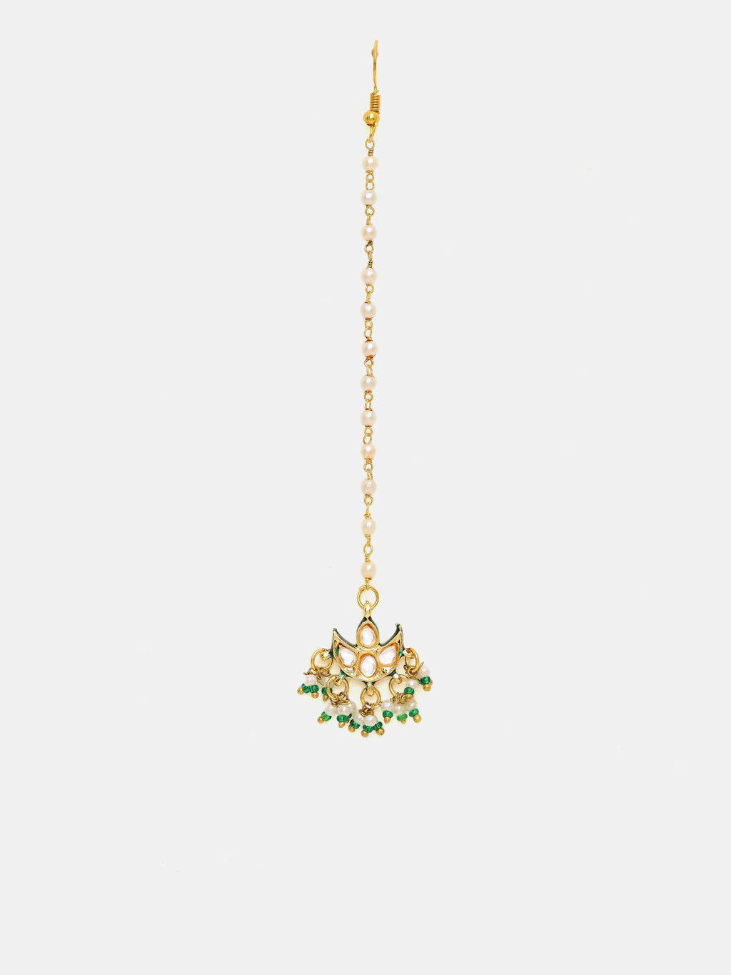 Ruby Raang Gold Polished Gold Kundan Maang Tikka