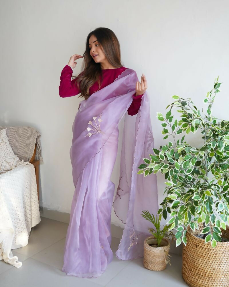 Vamsee Ena Lavender Organza Saree