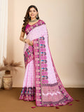 Purple Muslin Cotton Designer Digital Printed Saree - Lavisha