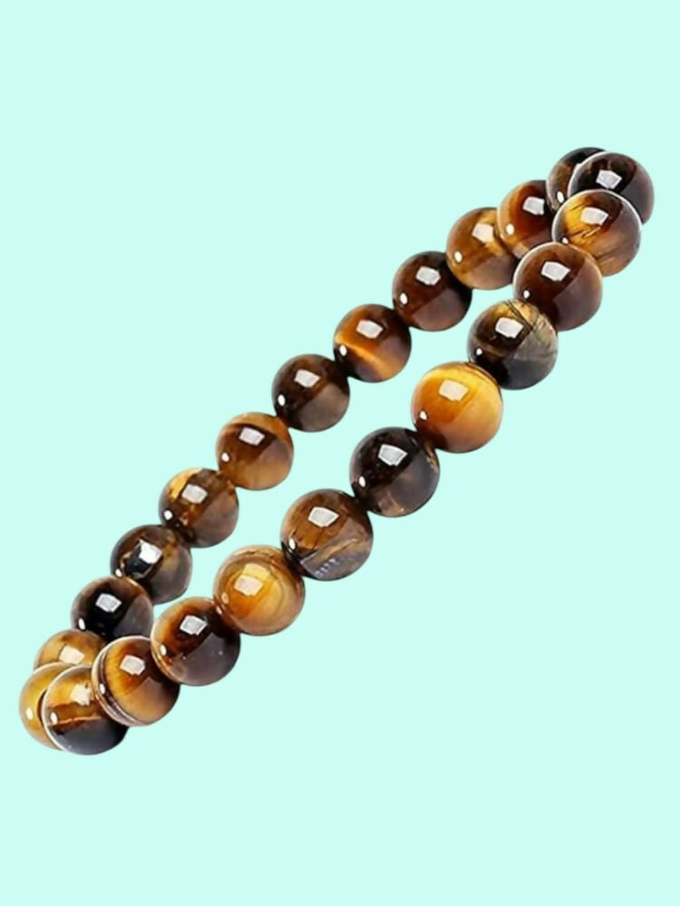 NVR Natural Crystal Beaded Tiger Eye Gemstone Bracelet