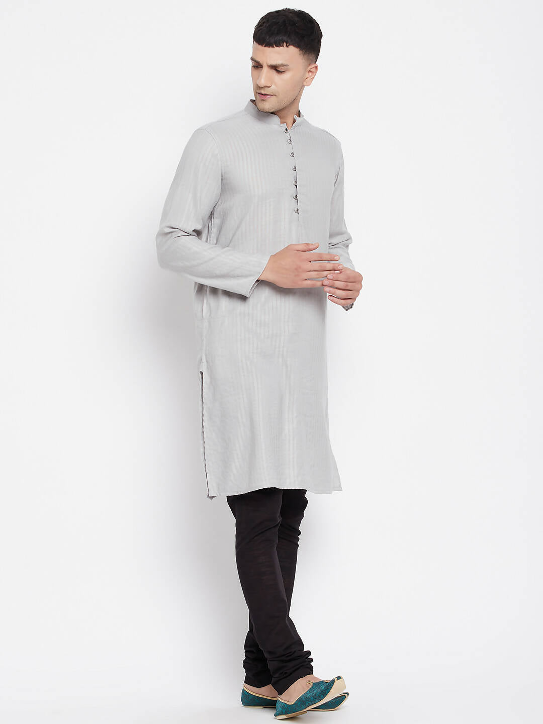 Even Apparels Beige Rayon Men's Kurta With Band Collar