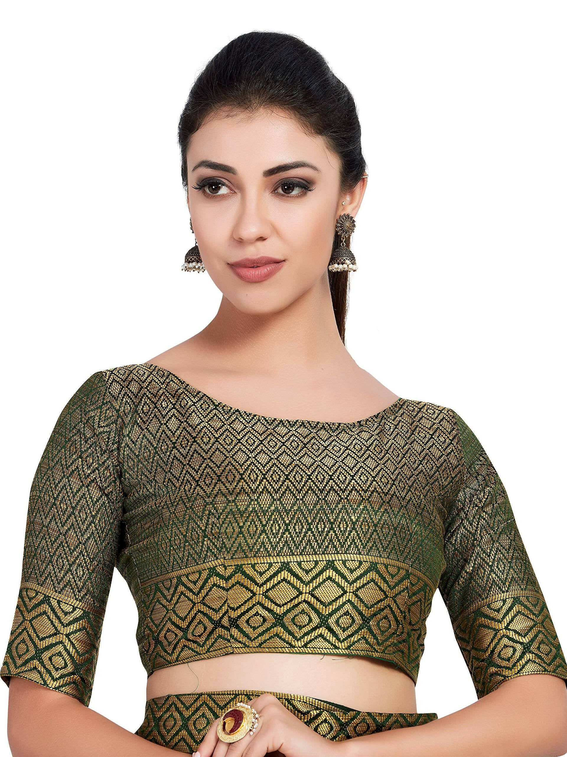 Mimosa Women's Dark Green Kanchipuram Art Silk Saree