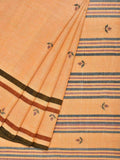 Orange Khadi Cotton Handloom Saree with Jamdani Buta Design - Global Threads