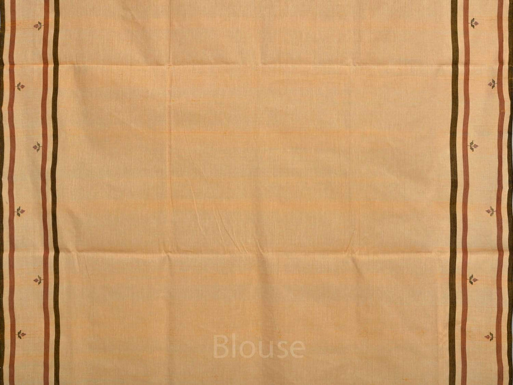 Orange Khadi Cotton Handloom Saree with Jamdani Buta Design - Global Threads