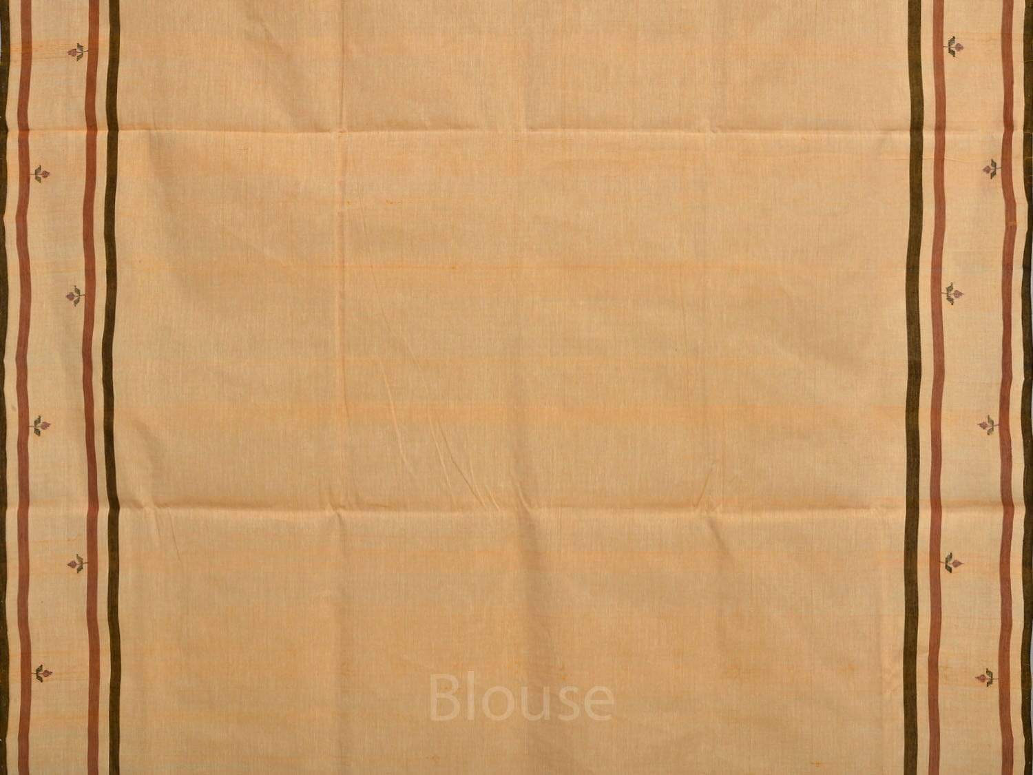 Orange Khadi Cotton Handloom Saree with Jamdani Buta Design - Global Threads