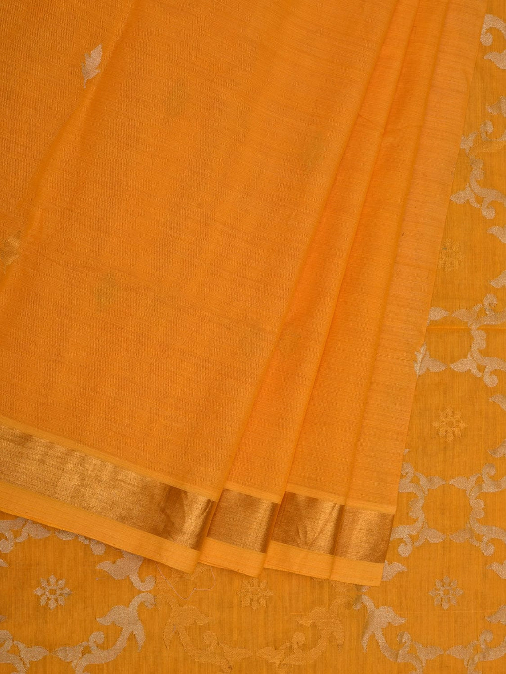 Orange Uppada Cotton Handloom Saree with Grill Pallu Design - Global Threads