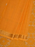 Orange Uppada Cotton Handloom Saree with Grill Pallu Design - Global Threads