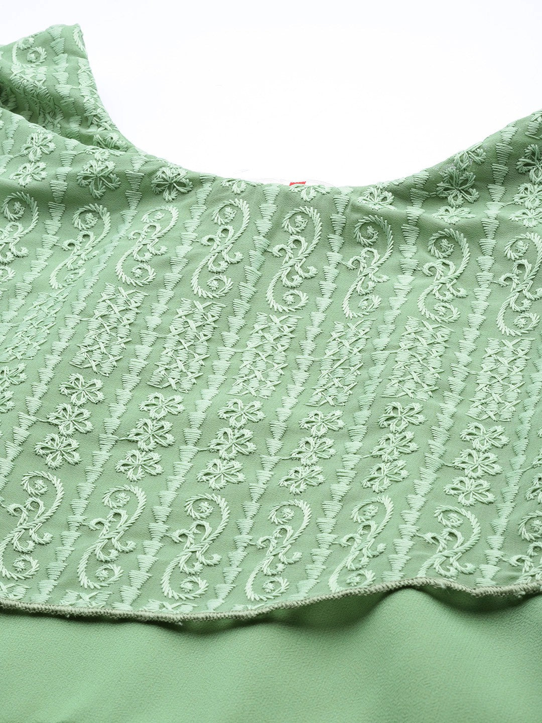 Juniper Women's Sagegreen Georgette Embroidered Asymmetric Dress