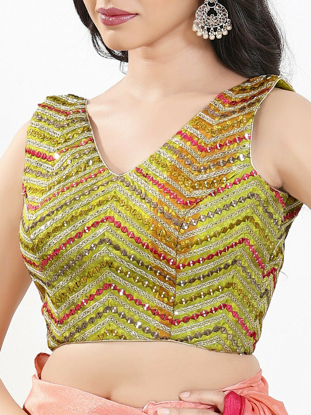 Joban Fashion Liril Silk Padded Blouse With V Neck Sleeveless