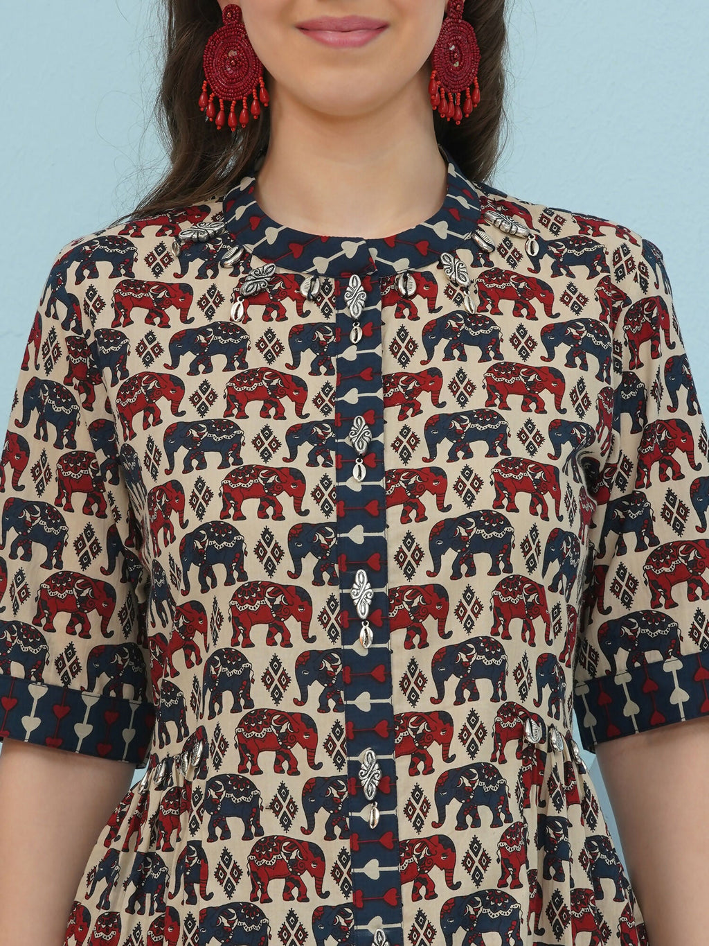 Joban Fashion Elephant Printed Co Ord Set - Beige