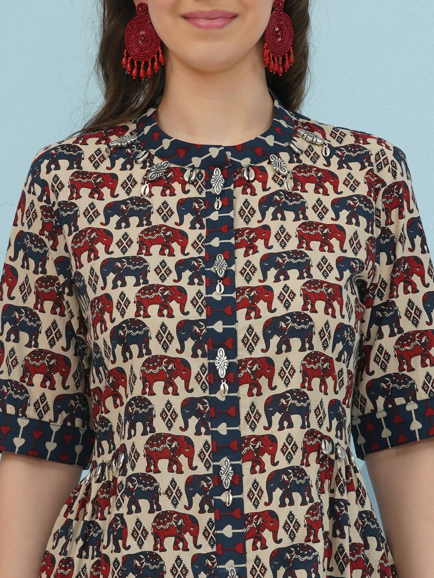 Joban Fashion Elephant Printed Co Ord Set - Beige